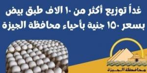 محافظة الجيزة تعلن توزيع أكثر من 10 آلاف طبق بيض بسعر 150 جنيها غدًا - سعودي فايف