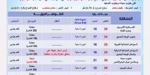 درجات الحرارة اليوم الثلاثاء 12 نوفمبر 2024 في محافظات مصر