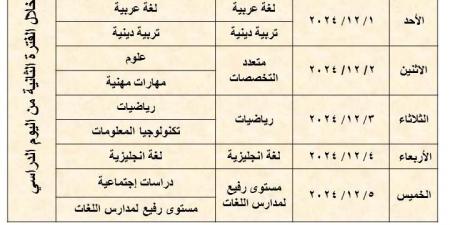 جداول امتحانات شهر نوفمبر 2024 لطلاب صفوف النقل بالقاهرة «صور»