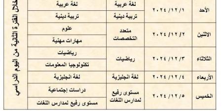 جدول امتحانات شهر نوفمبر 2024 لطلاب المرحلة الابتدائية بالقاهرة - سعودي فايف