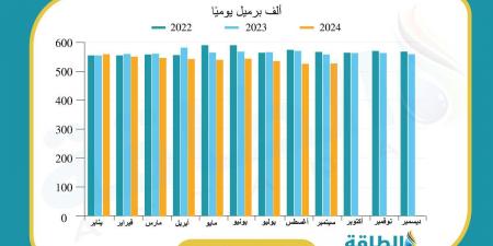 إنتاج النفط الخام في مصر ينخفض أكثر من 4% خلال 9 أشهر (رسم بياني)