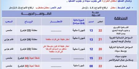 حالة الطقس اليوم الجمعة 29 نوفمبر 2024 ..العظمى 22 والصغرى 13