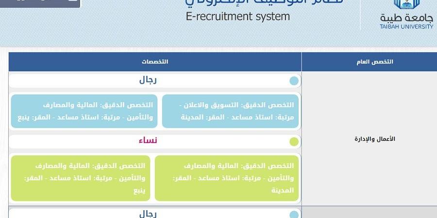 وظيفة جامعة.. جامعة طيبة تعلن عن وظائف أعضاء هيئة تدريس في عدد من التخصصات.. سجل هنا