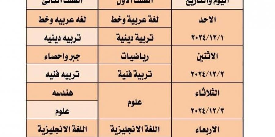 جدول امتحانات شهر نوفمبر 2024 لطلاب الصفين الأول والثاني الإعدادي بالجيزة - سعودي فايف