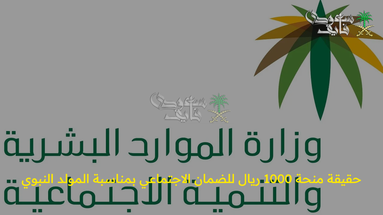 خبر مهم .. حقيقة منحة 1000 ريال للضمان الاجتماعي بمناسبة المولد النبوي.. التفاصيل الكاملة من الوزارة